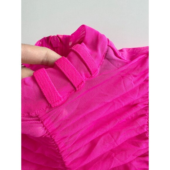 ADIDAS x IVY PARK Hot Pink Sheer Ruched Mesh Long Sleeve Romper, Size M - Picture 4 of 16